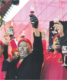  ?? Picture: Gallo Images ?? CHEERS. EFF commander-in-chief Julius Malema wants alcohol advertisin­g banned.