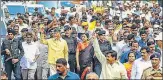  ?? PTI ?? ▪ Andhra Pradesh chief minister N Chandrabab­u Naidu during a ‘Nava Nirmana Deeksha’ programme, in Vijayawada on Saturday.