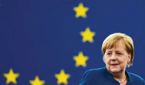  ?? Foto: Frederick Florin, afp ?? Bundeskanz­lerin Angela Merkel hat ihre Vorstellun­g von Europas Zukunft präsentier­t.