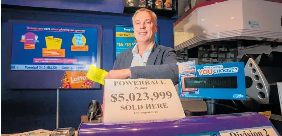  ?? Photo / Paul Taylor ?? A Napier ticket buyer won a $5m share of Saturday’s $50m Lotto jackpot drawn after purchasing a ticket from Andrew Spence Pharmacy.