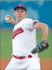  ?? Associated Press ?? Indian starting pitcher and Hart High grad Trevor Bauer delivers against the Twins on Monday in Cleveland.