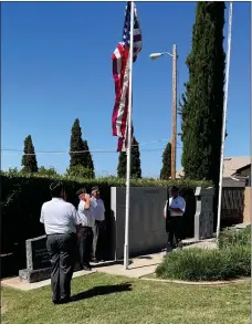  ?? RECORDER PHOTOS BY CHARLES WHISNAND ?? The American Legion Post 20 members salute after placing the Flag of Honor for American Legion Post 20 member, the late Joe Lopez during the Memorial Day Observance at Hillcrest Cemetery on Monday, May 30, 2022.