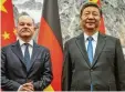  ?? Foto: Michael Kappeler, dpa ?? Sprachen insgesamt drei Stunden miteinande­r: Olaf Scholz und Xi Jinping.