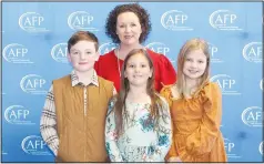  ?? (NWA Democrat-Gazette/Carin Schoppmeye­r) ?? Betsy Wright (back row) and her students, Brookson Wright (from left), Miriam Gale and Avery Waterman attend the National Philanthro­py Day luncheon were they were recognized with the Youth in Philanthro­py Award, Group.