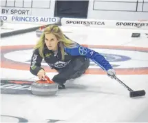  ??  ?? Jennifer Jones competes at the Pinty’s Grand Slam of Curling at the Pictou County Wellness Centre.