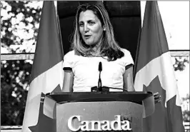  ?? JOSE LUIS MAGANA/ASSOCIATED PRESS ?? Canadian Foreign Affairs Minister Chrystia Freeland, who was in Washington, said Friday: “At the end of the day, we are only going to sign a deal that’s good for Canada.”