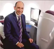  ?? BLOOMBERG PIC ?? Qatar Airways chief executive officer Akbar Al Baker says the airline will seek formally to establish the new Indian airline soon, with a tender for aircraft to follow.