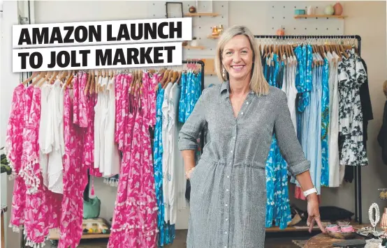  ?? CUSTOMER OPTIONS: Bec Pullar at her Adrift clothing store says the Amazon launch will benefit her business. Picture: MARK CALLEJA ??