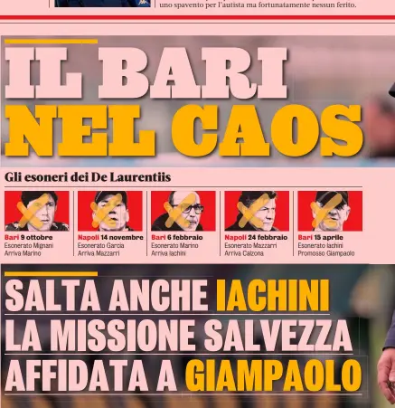  ?? LAPRESSE ?? Delusione evidente Giuseppe Iachini, 59 anni, a testa bassa: non è riuscito a risollevar­e il Bari