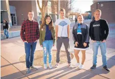  ?? MARLA BROSE/JOURNAL ?? From left, Joseph Etienne of France, Jiwon Choi of South Korea, David Wubbe of Germany, Silva Bisofa of Latvia and Henryk Kronsbein of Germany are some of the 10 foreign exchange students at Cleveland High in Rio Rancho.