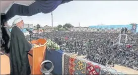  ?? AFP ?? Iranian President Hassan Rouhani addresses a rally in the northweste­rn city of Sabzevar.