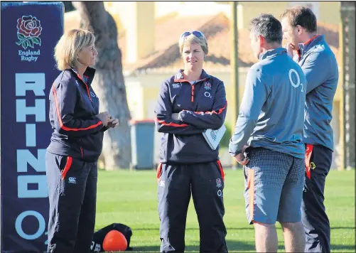  ??  ?? VISION EXPRESS: Calder, left, starts her work at the England camp in Portugal expecting to see results in time for the Six Nations