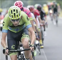  ?? ERIC FEFERBERG/ GETTY IMAGES ?? Canada’s Ryder Hesjedal, seen leading a breakaway at the Tour de France, is mulling a return to the Tour of Alberta.