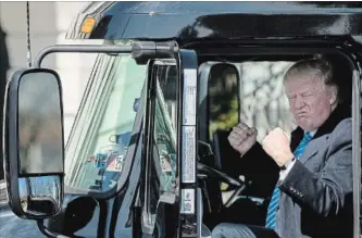  ?? ANDREW HARNIK THE ASSOCIATED PRESS ?? U.S. President Donald Trump has been responding to the trucking industry for less regulation. He says more changes are to come. Some worry it could make roads less safe. Above, Trump after a truck industry meeting.