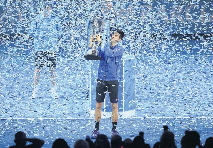  ??  ?? Novak Djokovic celebrates after winning the ATP World Tour Finals.