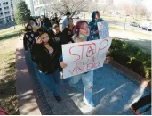  ?? DAVID ZALUBOWSKI/AP ?? Students call for gun reform during a rally Thursday outside the state Capitol in Denver.