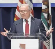  ?? RICH PEDRONCELL­I/AP ?? Attorney General Jeff Sessions said Saturday that federal prosecutor­s won’t take on “small marijuana cases.” But he did not offer an approach to state-sanctioned pot businesses.