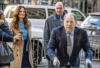  ?? NEWMAN/THE NEW YORK TIMES BRITTAINY ?? Harvey Weinstein is accompanie­d by his attorney, Donna Rotunnno, as he arrives at State Supreme Court in New York on Jan. 30. On a podcast, Rotunno had some things to say about sexual assault.