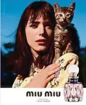  ??  ?? Stacy Martin fronts Miu Miu’s new L’Eau Rosée fragrance in a campaign shot by Alasdair McLellan.