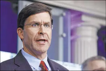  ?? Alex Brandon The Associated Press ?? On Nov. 9, when Trump fired Defense Secretary Mark Esper, he wrote on Twitter, “Mark Esper has been terminated. I would like to thank him for his service.” Trump made several firing announceme­nts on the platform.