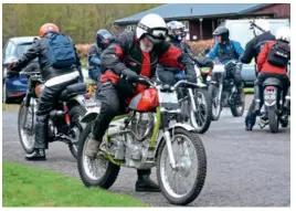  ??  ?? Andy Johnstone fires up his Royal Enfield at the start of the 2017 event.