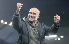  ?? AFP ?? City boss Pep Guardiola celebrates a win after a Premier League match this month.