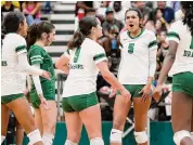  ?? Marvin Pfeiffer/Staff Photograph­er ?? Southwest's Addison Bartlett (5) delivered 29 kills, 13 assists and 11 digs in a win over Harlandale.