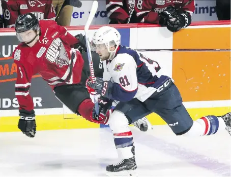  ?? NICK BRANCACCIO ?? Spitfires captain Aaron Luchuk attributes the team’s troubles of late to the normal ebb and flow of the season. The Spitfires take a three-game losing streak into their game against the Kingston Frontenacs on Friday.