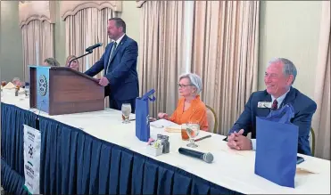  ?? John Bailey ?? Floyd County’s state legislativ­e delegation, Sen Chuck Hufstetler and Reps. Katie Dempsey and Eddie Lumsden, addressed a joint meeting of the Rome Rotary Club and the Rome Floyd Chamber.