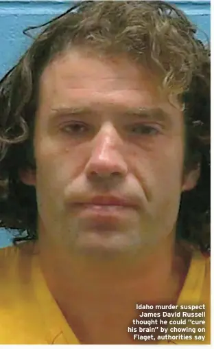  ?? ?? Idaho murder suspect James David Russell thought he could “cure his brain” by chowing on
Flaget, authoritie­s say