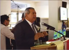  ??  ?? Eduardo A. Rivera provides a speech after being honored as a Lava Lamp recepient during the Calexico Chamber of Commerce annual Lava Lamp Awards on Thursday in Calexico. MARIO RENTERIA PHOTO