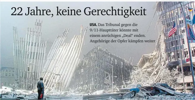  ?? ?? Erinnerung an den größten islamistis­chen Terroransc­hlag der jüngeren Geschichte: „Ground Zero“, die Trümmer des World Trade Centers in New York am 11. September 2001