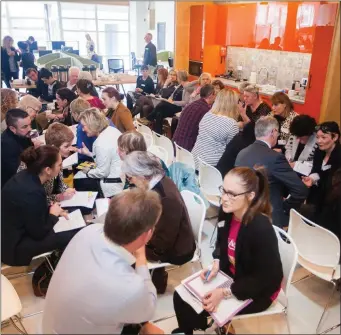  ??  ?? Volunteers meet the businesses at the Building Block as part of Sligo’s EVC 2017.