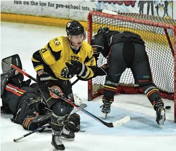  ?? Geoff White ?? ● Liam Charnock scores for the Wild against the Hawks on Saturday