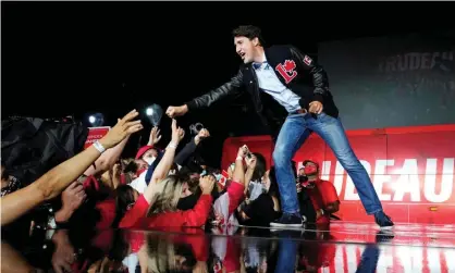  ?? Photograph: Carlos Osorio/Reuters ?? Justin Trudeau at an election campaign rally in Oakville, Ontario.