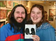  ?? ?? Ryan Shellenber­ger and Jillian Magee with their silhouette by Emily Byrn at Studio B Art Gallery during Beary Loved: A Valentine’s Stroll Through Boyertown on Feb. 12.