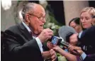  ?? JIM WATSON/AFP VIA GETTY IMAGES ?? Rudy Giuliani, President Donald Trump's personal lawyer, speaks as he arrives for a New Year's celebratio­n at Mar-a-Lago in Palm Beach, Fla., on Tuesday.