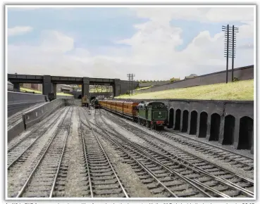  ??  ?? An N2 in GNR livery scurries along with a four-wheel suburban set, with the NLR viaduct in the background and a GC 9P (LNER B3) on the fast lines.