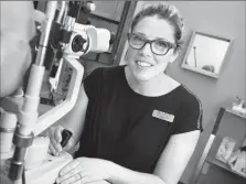  ?? Herald photo by Ian Martens ?? Optometris­t Maggie Gibb encourages people to get regular checkups for early detection as March 6-12 marks World Glaucoma Week. @IMartensHe­r ald