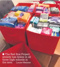  ?? Louise Webster ?? The Red Box Project already has boxes in all three high schools in the area