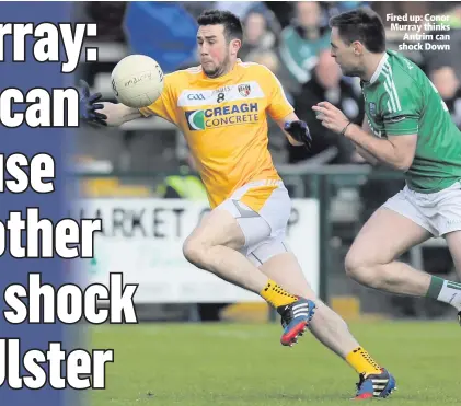  ??  ?? Fired up: Conor Murray thinks Antrim can shock Down