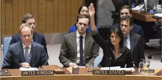  ?? FOTO: TT/AP/ESKINDER DEBEBE ?? USA:s FN-ambassadör Nikki Haley.