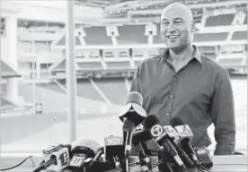  ?? DAVID SANTIAGO TNS ?? Miami Marlins CEO Derek Jeter talks with the media at Marlins Park in Miami, Fla.