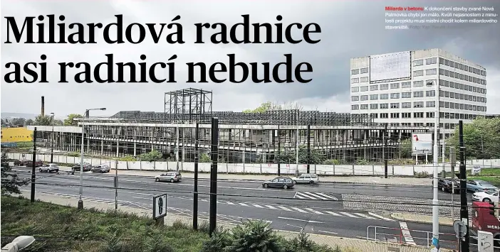  ?? Foto: Yan Renelt, MAFRA ?? Miliarda v betonu K dokončení stavby zvané Nová Palmovka chybí jen málo. Kvůli nejasnoste­m z minulosti projektu musí místní chodit kolem miliardové­ho staveniště.