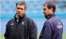  ??  ?? Steve Clarke with José Mourinho in their Chelsea days in 2005. The Scotland manager is highly regarded by his former boss. Photograph: Mike Hewitt/Getty Images Sport