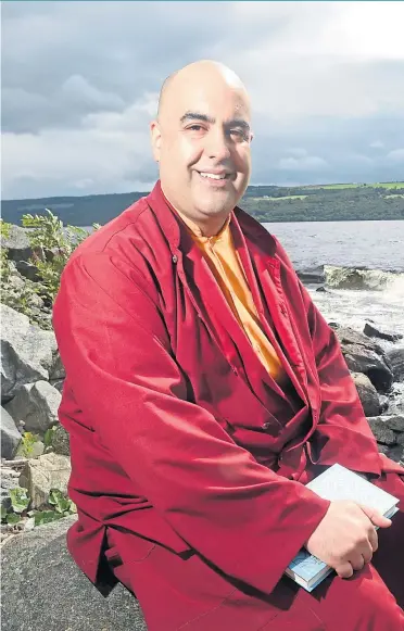  ?? ?? Gelong Thubten at the Clansman Hotel on the shores of Loch Ness where much of the