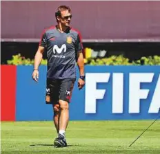  ?? Reuters ?? Spain coach Julen Lopetegui during a training session of the national side in Krasnodar, Russia.