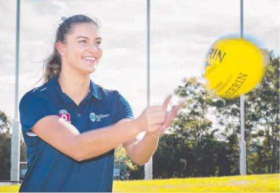  ??  ?? Bond University player Lauren Bella is hoping to pick up an AFLW contract in the draft next week.