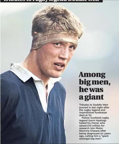  ?? ?? Doddie Weir plays for Scotland Under-21s in 1991