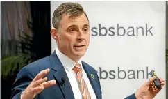  ?? JOHN HAWKINS/STUFF ?? SBS Bank group chief executive Shaun Drylie speaks at the SBS Bank 2018 AGM held in the Kelvin Hotel yesterday.